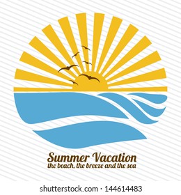 summer vacation over lineal background vector illustration