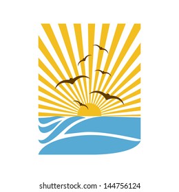 Vacaciones de verano sobre fondo blanco Ilustración vectorial