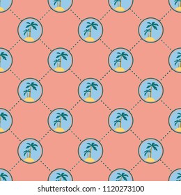 Summer vacation pattern, Seamless colorful pattern with silhouettes of palms