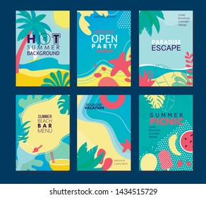 Summer Vacation, Picnic, Beach Bar, Sea Tropic Card, Banner, Brochure, Cover, Poster Or Flyer Template.