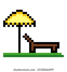 Summer vacation in pixel art style