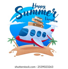 summer vacation poster with airplane