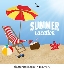 Summer vacation poster design, vector illustration