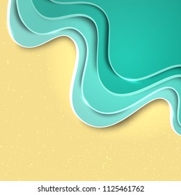 Summer Vacation Poster made in Paper Cut out and Craft Style. Vector Illustration with Space for Text, can be used as Banner, Poster for Web Site or Print.