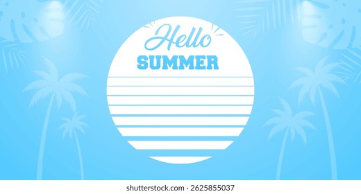 Summer vacation product display and presentation banner summer objects decorative business advertising banner and showroom background vector illustration