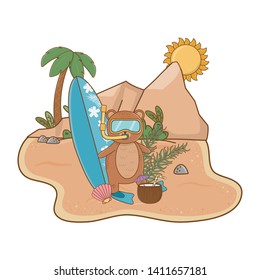 summer vacation relax cartoon vector illustration
