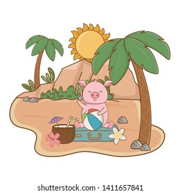 summer vacation relax cartoon vector illustration