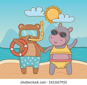 summer vacation relax cartoon vector illustration