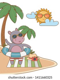 summer vacation relax cartoon vector illustration