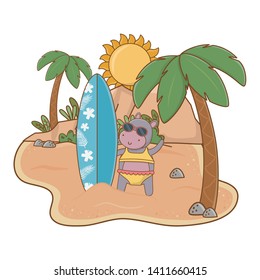 summer vacation relax cartoon vector illustration
