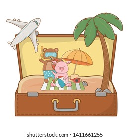 summer vacation relax cartoon vector illustration