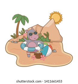 summer vacation relax cartoon vector illustration