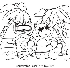 summer vacation relax cartoon vector illustration