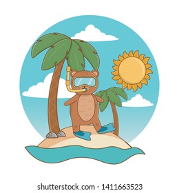 summer vacation relax cartoon vector illustration
