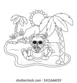 summer vacation relax cartoon vector illustration