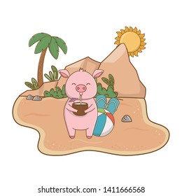 summer vacation relax cartoon vector illustration