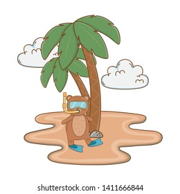 summer vacation relax cartoon vector illustration