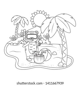summer vacation relax cartoon vector illustration