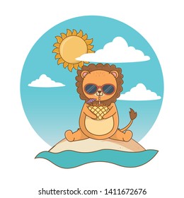 summer vacation relax cartoon vector illustration