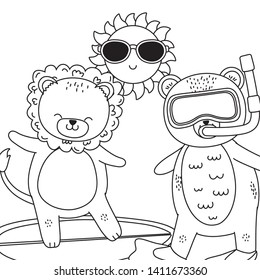 summer vacation relax cartoon vector illustration