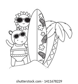 summer vacation relax cartoon vector illustration