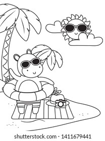 summer vacation relax cartoon vector illustration