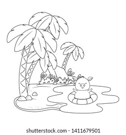 summer vacation relax cartoon vector illustration