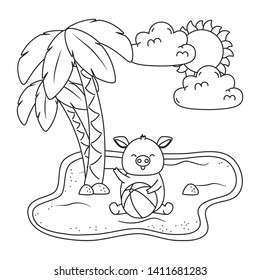 summer vacation relax cartoon vector illustration