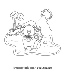 summer vacation relax cartoon vector illustration