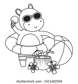 summer vacation relax cartoon vector illustration