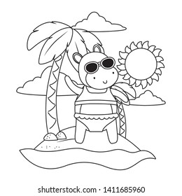 summer vacation relax cartoon vector illustration