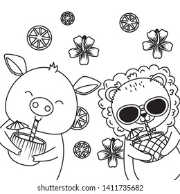 summer vacation relax cartoon vector illustration