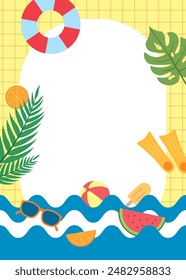 Sommerurlaub in einem Resort. Sommer Pool Hintergrund Vektorillustration.