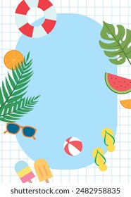 Summer vacation at a resort. Summer Pool Background vector illustration.