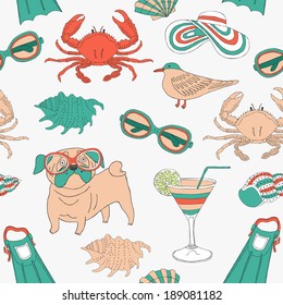 Summer vacation retro seamless. Vector illustration.