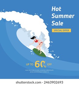 summer vacation sale promotion event template illustration