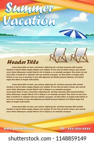  summer vacation with sand  beach poster banner