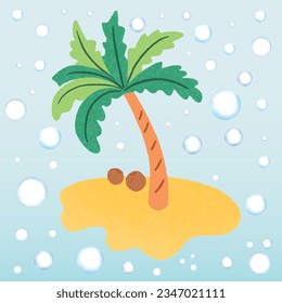 Summer Vacation At The Sea Coconut Tree Hand Drawn Vector Illustration