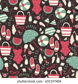 Summer Vacation Seamless Background.