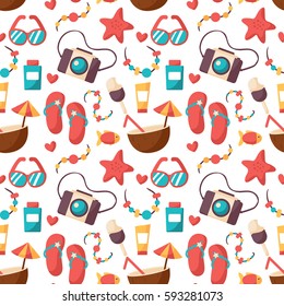 Summer vacation seamless pattern background. Colorful abstract vector illustration. Colorful template for you design, web and mobile applications.