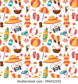 Summer vacation seamless pattern background.Colorful abstract vector illustration. ?olorful template for you design, web and mobile applications.