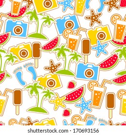 Summer vacation seamless pattern icons