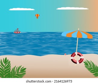 summer vacation with seascape,vector illustration