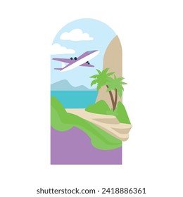 Summer Vacation with Seaside and Beach Scene Vector Illustration