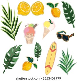 
Summer vacation set, tropical vacation