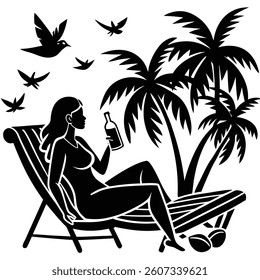Summer Vacation Silhouette Vector Set