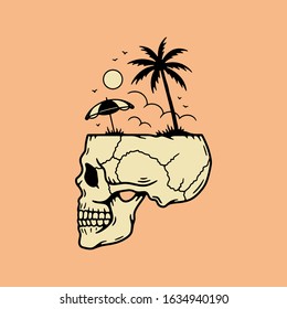 SUMMER VACATION SKULL COLOR ORANGE BACKGROUND