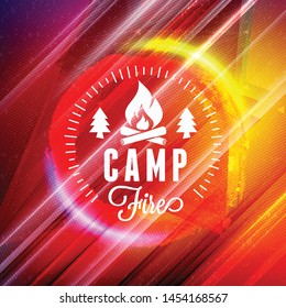 Summer vacation and summertime traveling poster. Typographic summer badge on the colorful retro background. Vector illustration