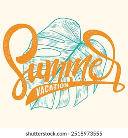 Summer vacation t shirt design,  Summer t-shirt design, Custom vector illustration for posters. summer vibes tropical island palm tree poster typography t shirt design.  Beach Paradise Print T-shirt 