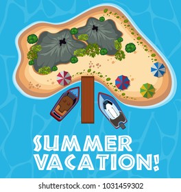 Summer vacation theme with island in the ocean illustration